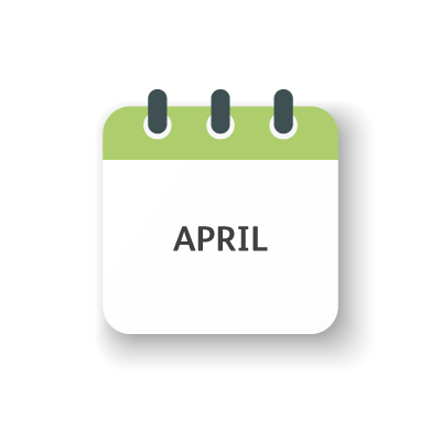 Kalenderblatt für den Monat April im Veranstaltungskalender von VIVISOL Intensivservice.