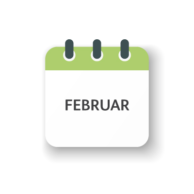 Kalenderblatt für den Monat Februar im Veranstaltungskalender von VIVISOL Intensivservice.