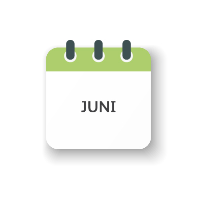 Kalenderblatt für den Monat Juni im Veranstaltungskalender von VIVISOL Intensivservice.
