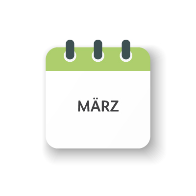 Kalenderblatt für den Monat März im Veranstaltungskalender von VIVISOL Intensivservice.