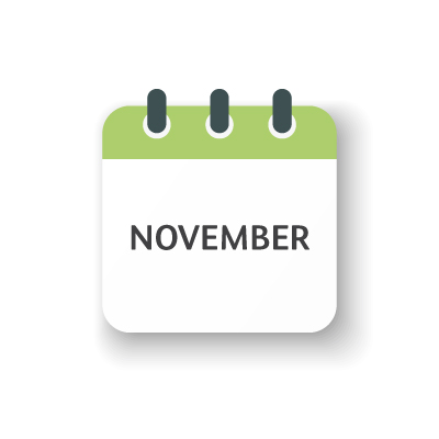 Kalenderblatt für den Monat November im Veranstaltungskalender von VIVISOL Intensivservice.